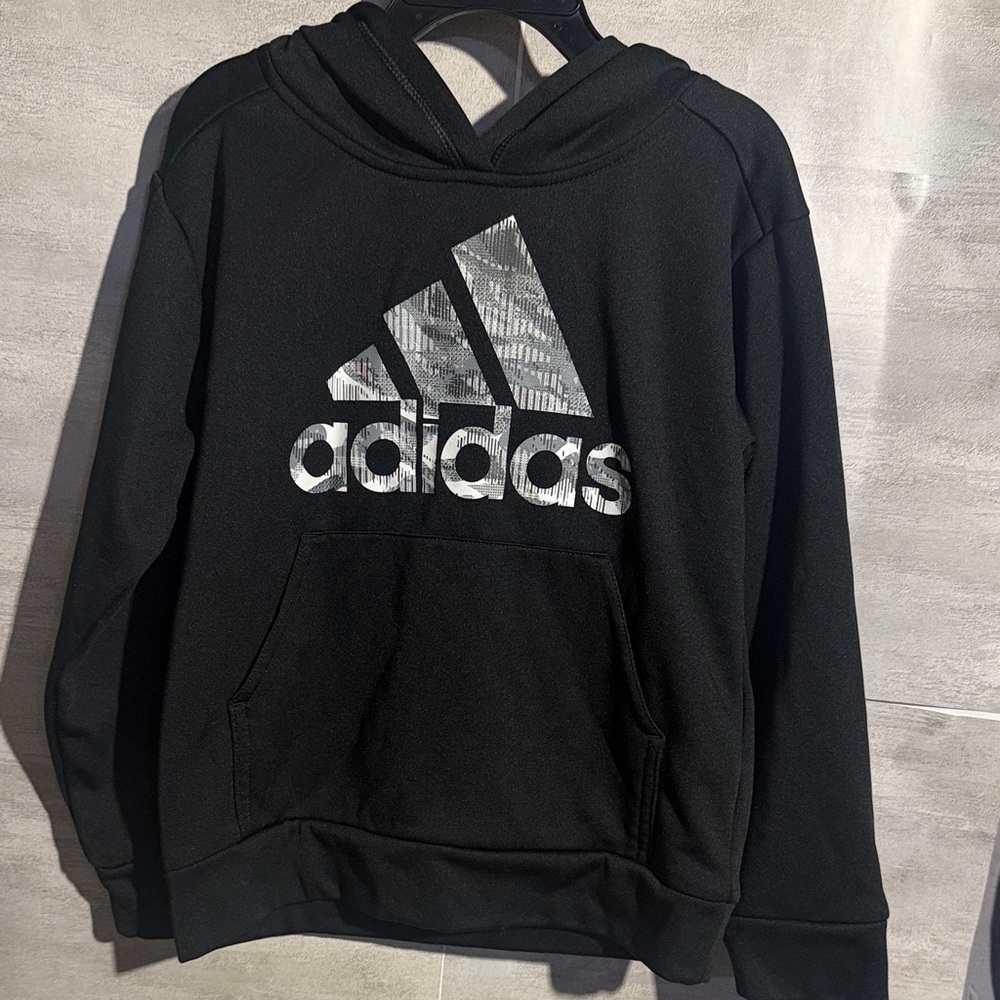 Adidas Black Hoodie with Silver Logo